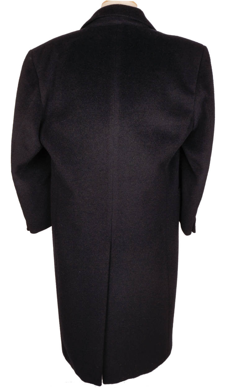 Vintage Giorgio Armani Black Label Overcoat Wool Mens Coat Size L Long Topcoat - Poppy's Vintage Clothing