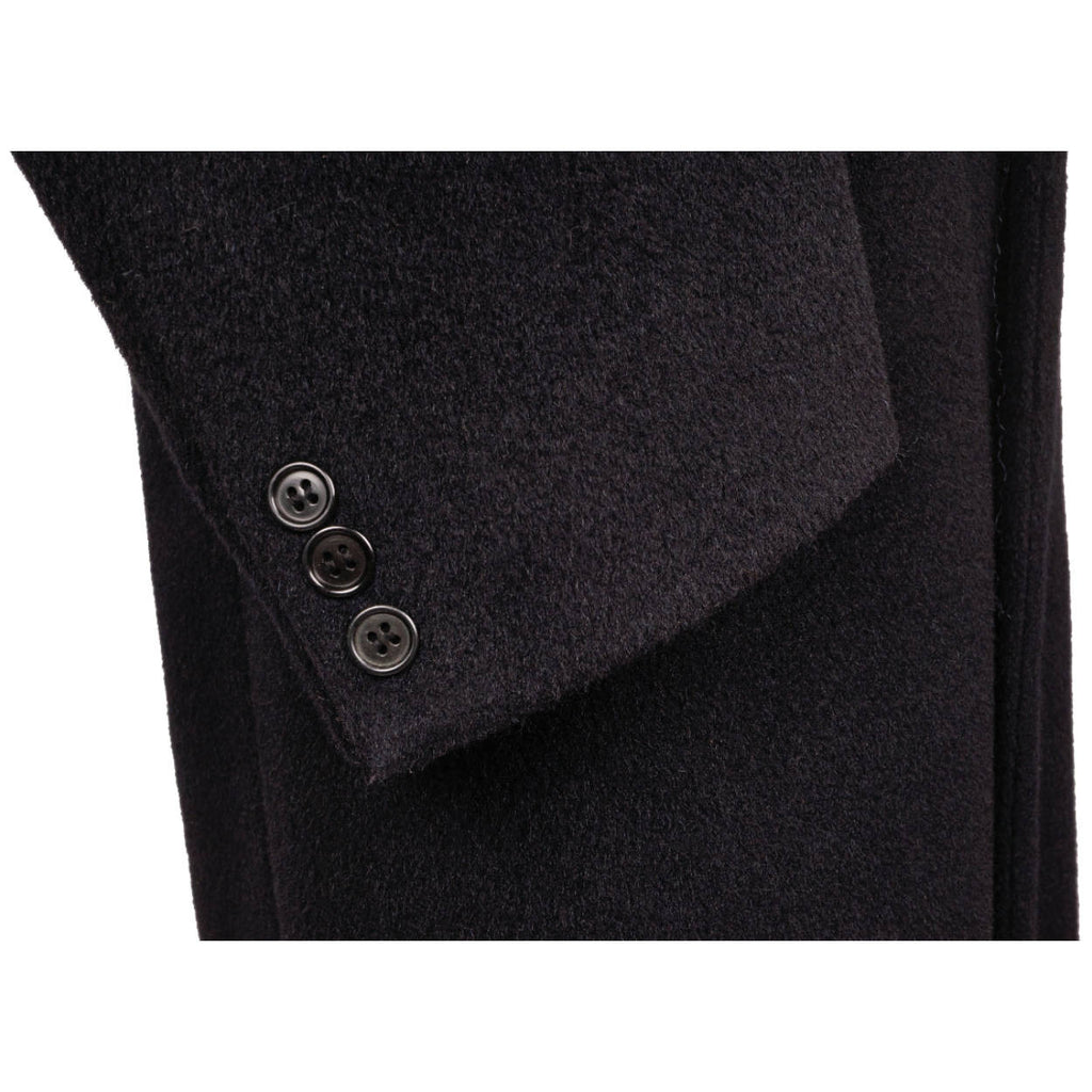 Vintage Giorgio Armani Black Label Overcoat Wool Mens Coat Size L Long Topcoat - Poppy's Vintage Clothing
