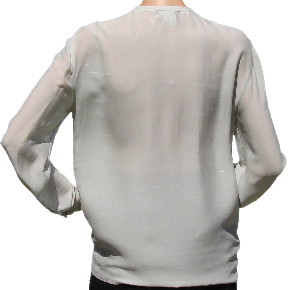 1990s Giorgio Armani Blouse in Light Blue Silk Size 40 - Poppy's Vintage Clothing