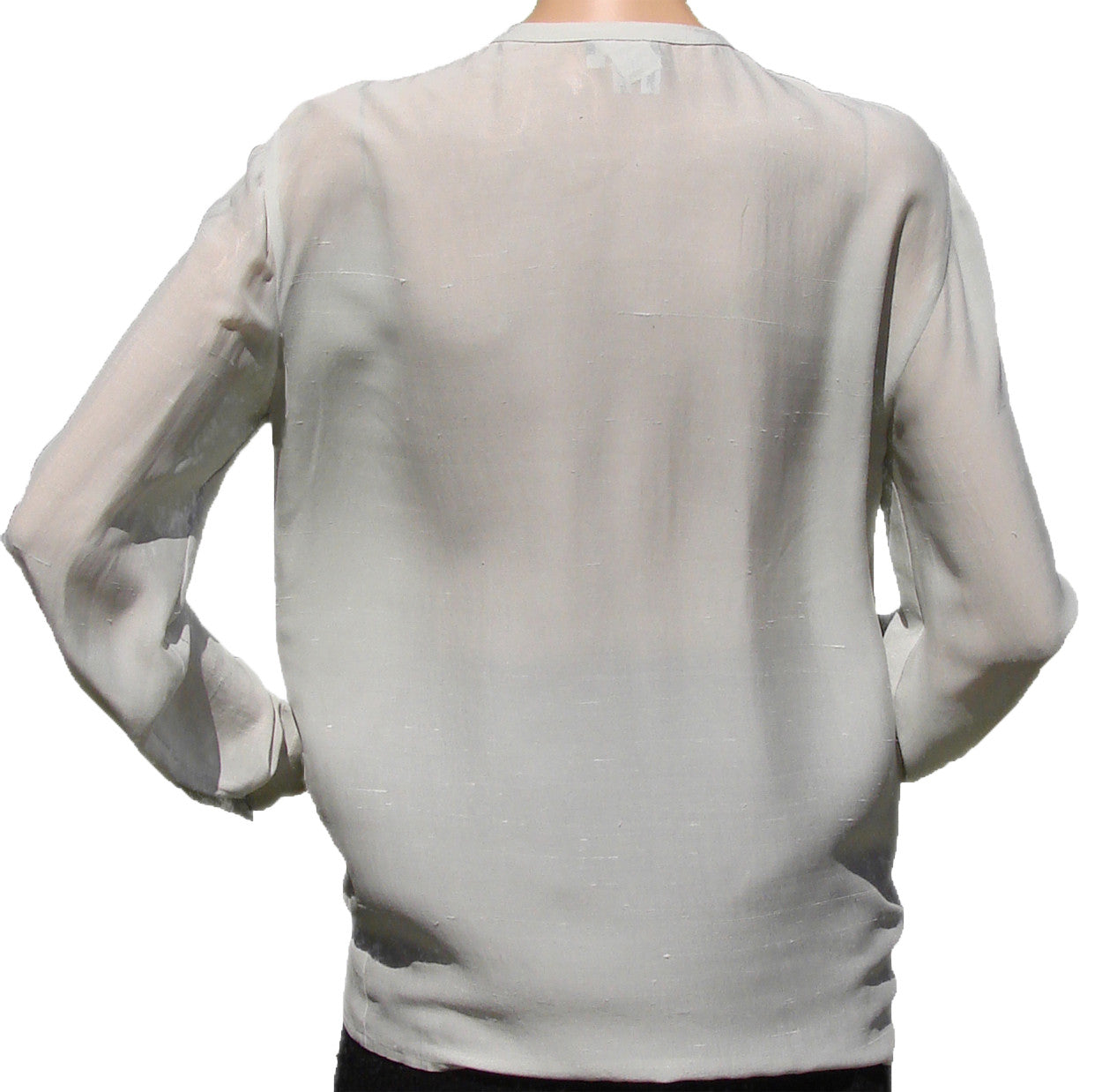 1990s Giorgio Armani Blouse in Light Blue Silk Size 40 - Poppy's Vintage Clothing