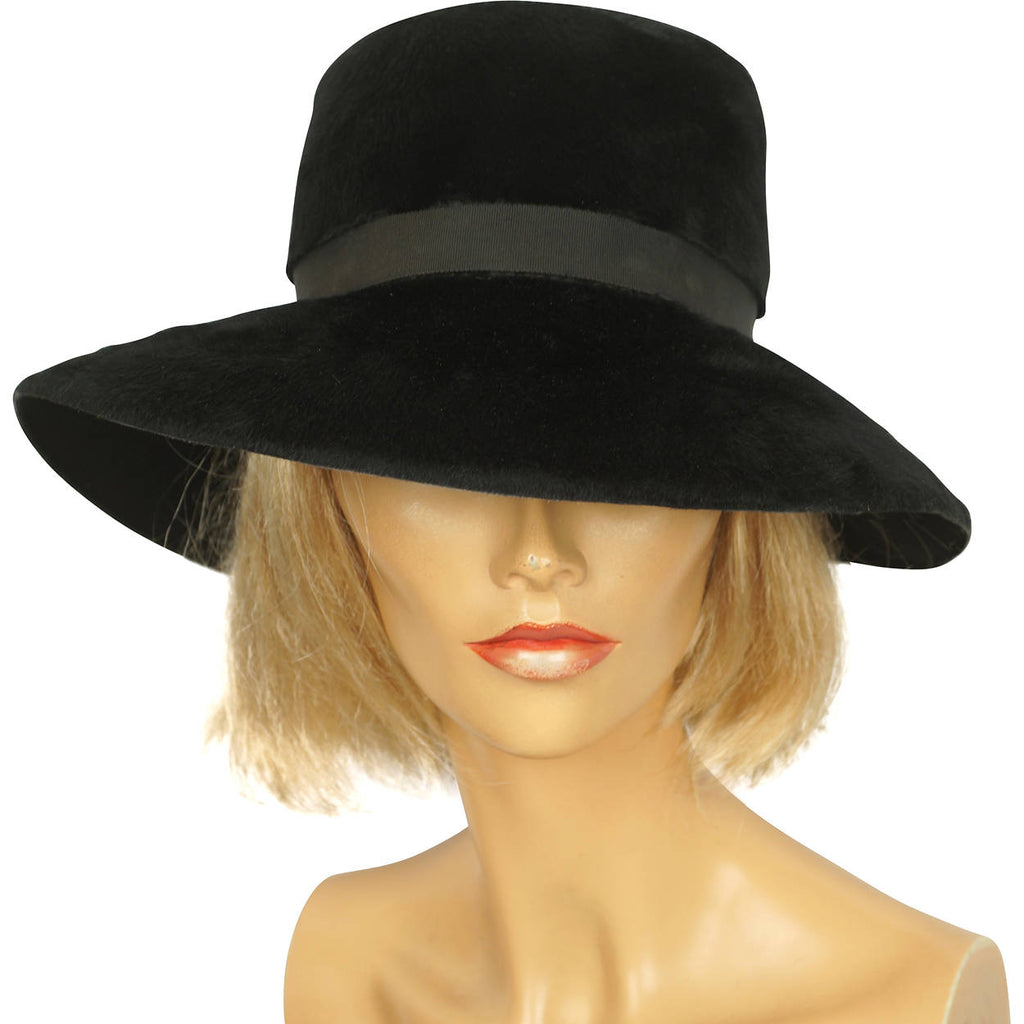 Vintage Arnold Constable Bucket Hat 50s 60s Black Pliable Plush Fur Felt Size M - Poppy's Vintage Clothing