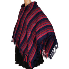 Vintage 1960s Striped Wool Poncho - Arolan Kutomo Toijala Finland Wool - Pirkko Maki Design - Poppy's Vintage Clothing