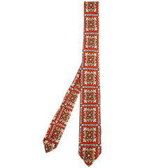Vintage 60s Skinny Tie Arrow Geometric Print Red Necktie - Poppy's Vintage Clothing