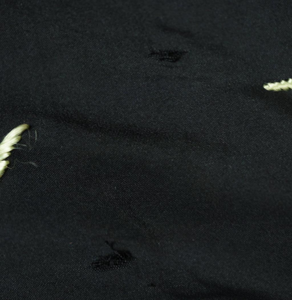 Art Deco Chinese Canton Silk Embroidered Shawl People w Floral Embroidery As Is - Poppy's Vintage Clothing