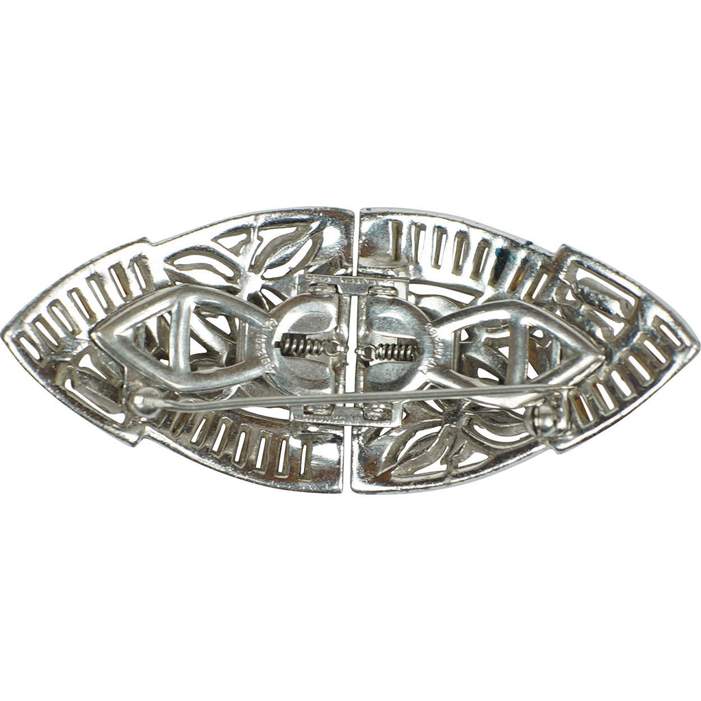 Art Deco 1930s Canadian Coro Duette Dress Clips Brooch w Rhinestones 1935 - Poppy's Vintage Clothing