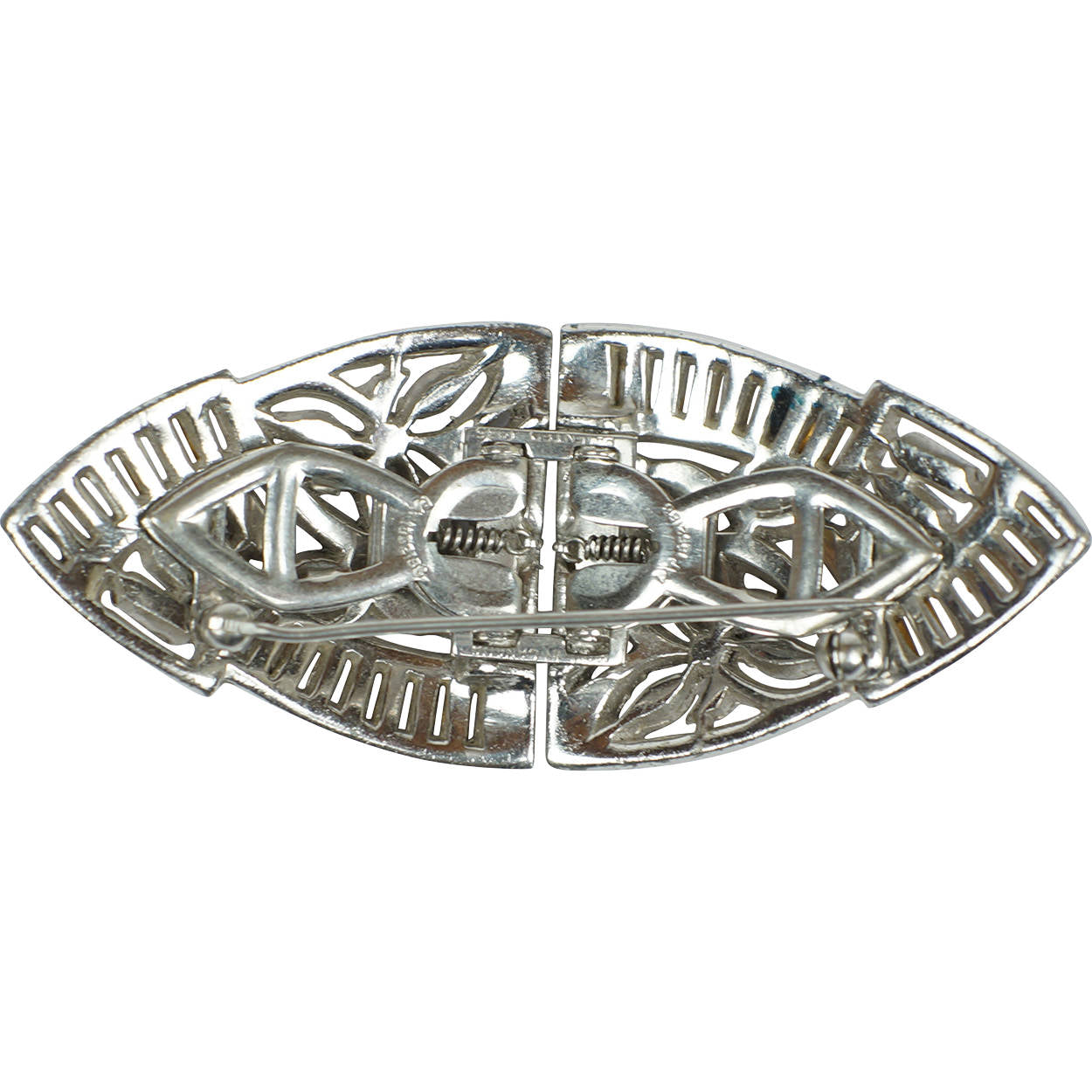 Art Deco 1930s Canadian Coro Duette Dress Clips Brooch w Rhinestones 1935 - Poppy's Vintage Clothing