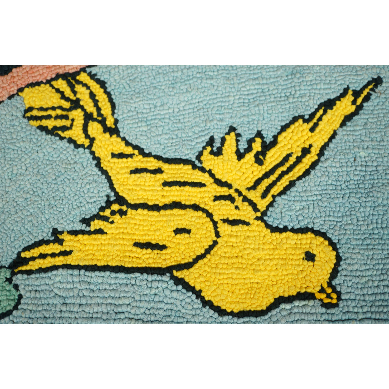 Vintage Folk Art Hooked Rug Bird &amp; Flower Scene Deco Era 1920s 30s - Poppy's Vintage Clothing