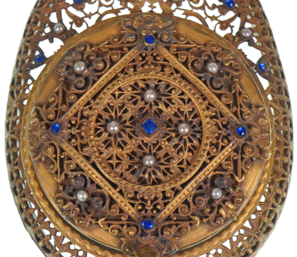 1920s Art Deco Compact Filigree Dance Purse Frame Trinity Plate Ormolu Brass - Poppy's Vintage Clothing