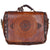 Vintage 1970s Artisan Hand Tooled Leather Briefcase Quebec Made Signed JAPY 79 - Poppy's Vintage Clothing
