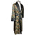 Vintage 1950s Dressing Gown Black Satin Asian Motifs Robe M