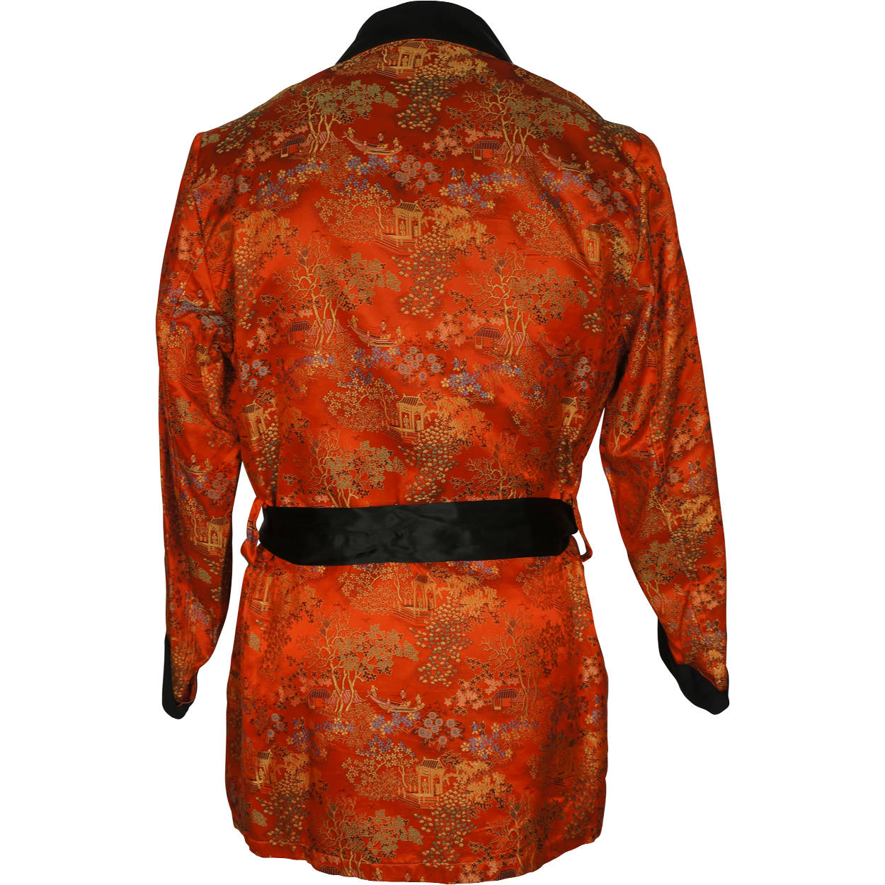 Vintage 1960s Mens Smoking Jacket Red Satin Short Lounging Robe By Majestic Sml - Poppy's Vintage Clothing