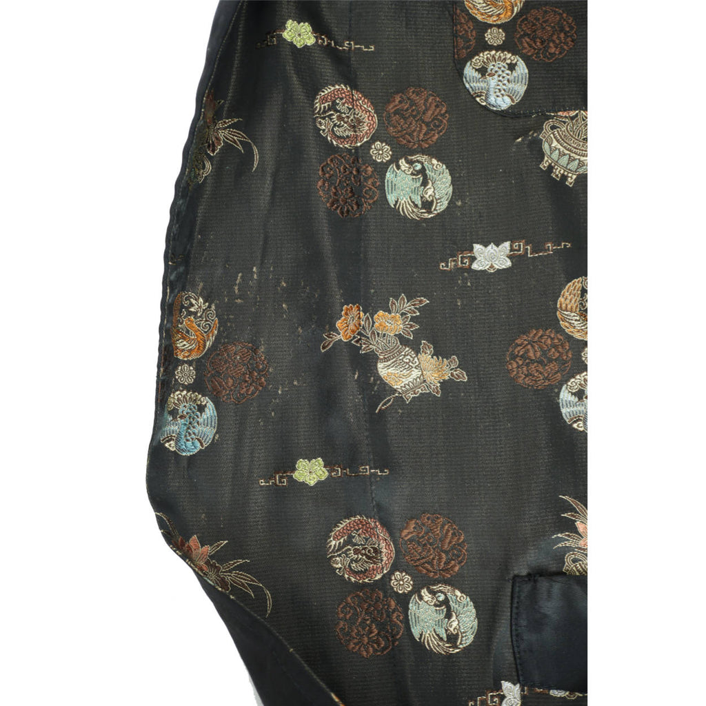 Vintage Smoking Jacket Men 1950s Asian Short Satin Robe Sz M - Poppy's Vintage Clothing