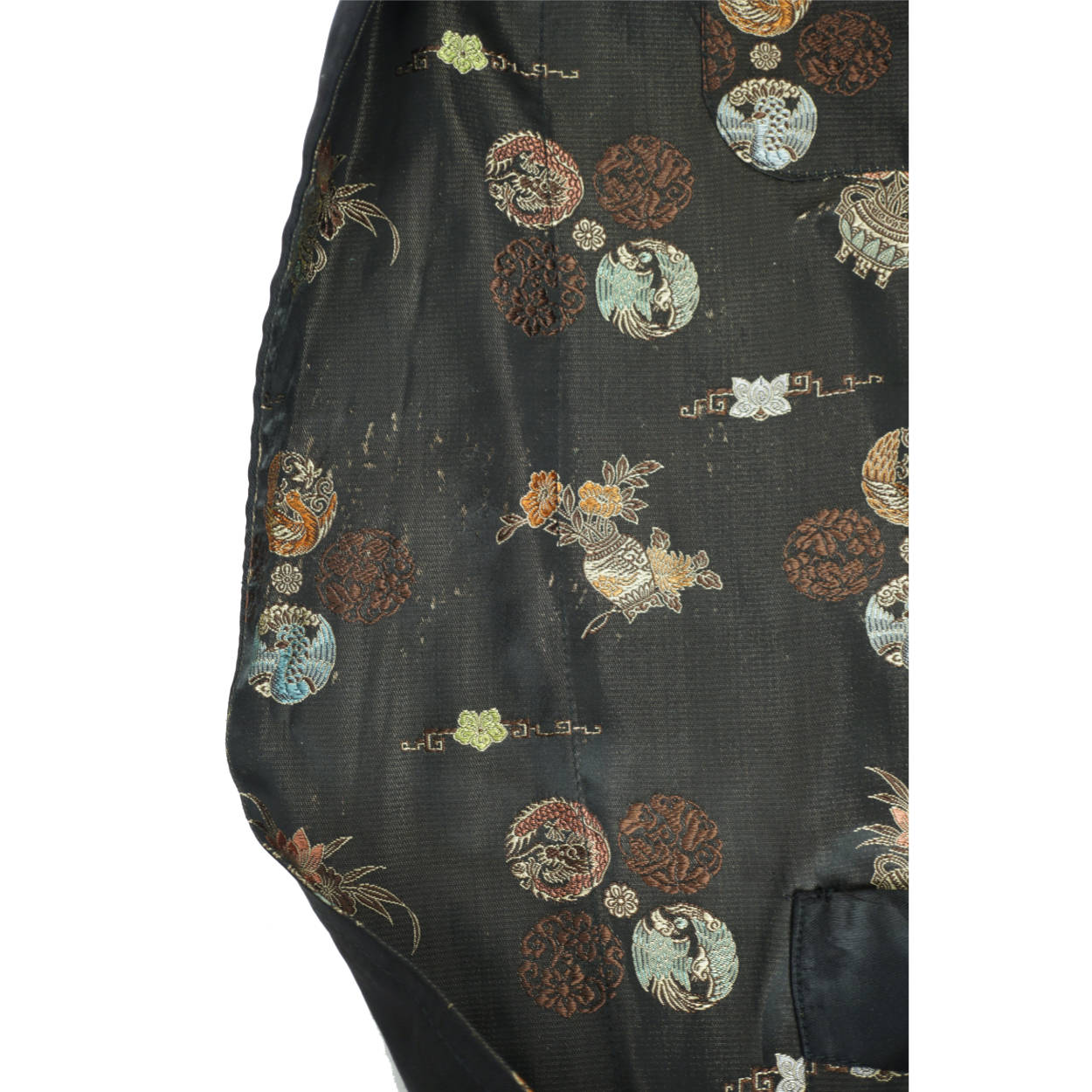 Vintage Smoking Jacket Men 1950s Asian Short Satin Robe Sz M - Poppy's Vintage Clothing