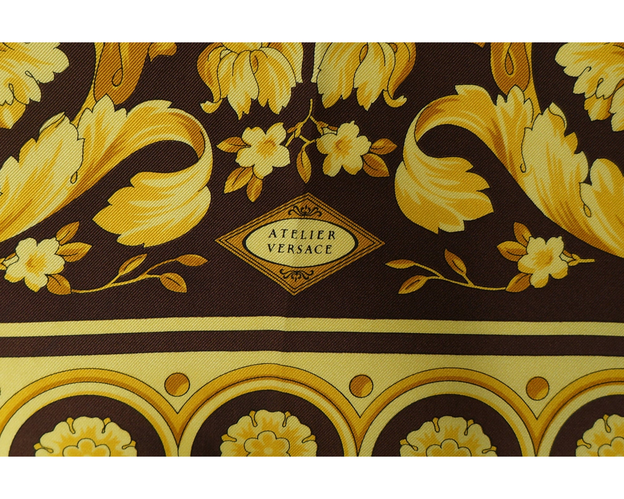 Vintage 90s Atelier Versace Scarf Baroque Silk Twill 34” - Poppy's Vintage Clothing