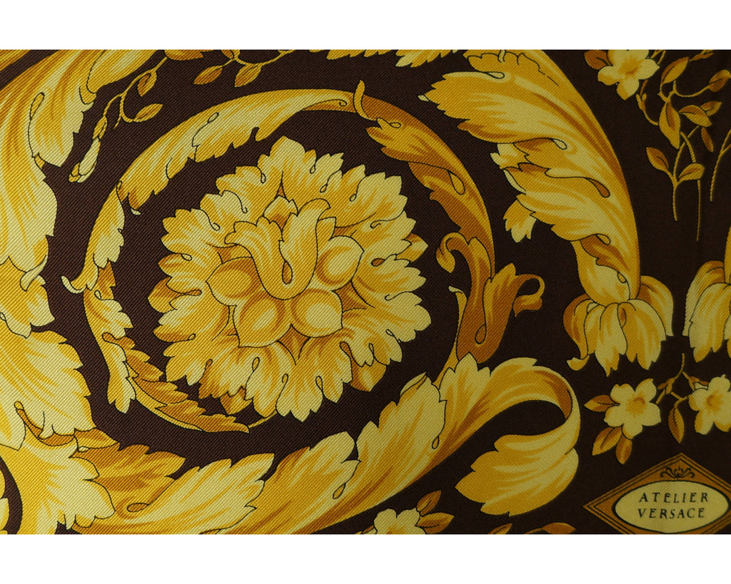Vintage 90s Atelier Versace Scarf Baroque Silk Twill 34” - Poppy's Vintage Clothing
