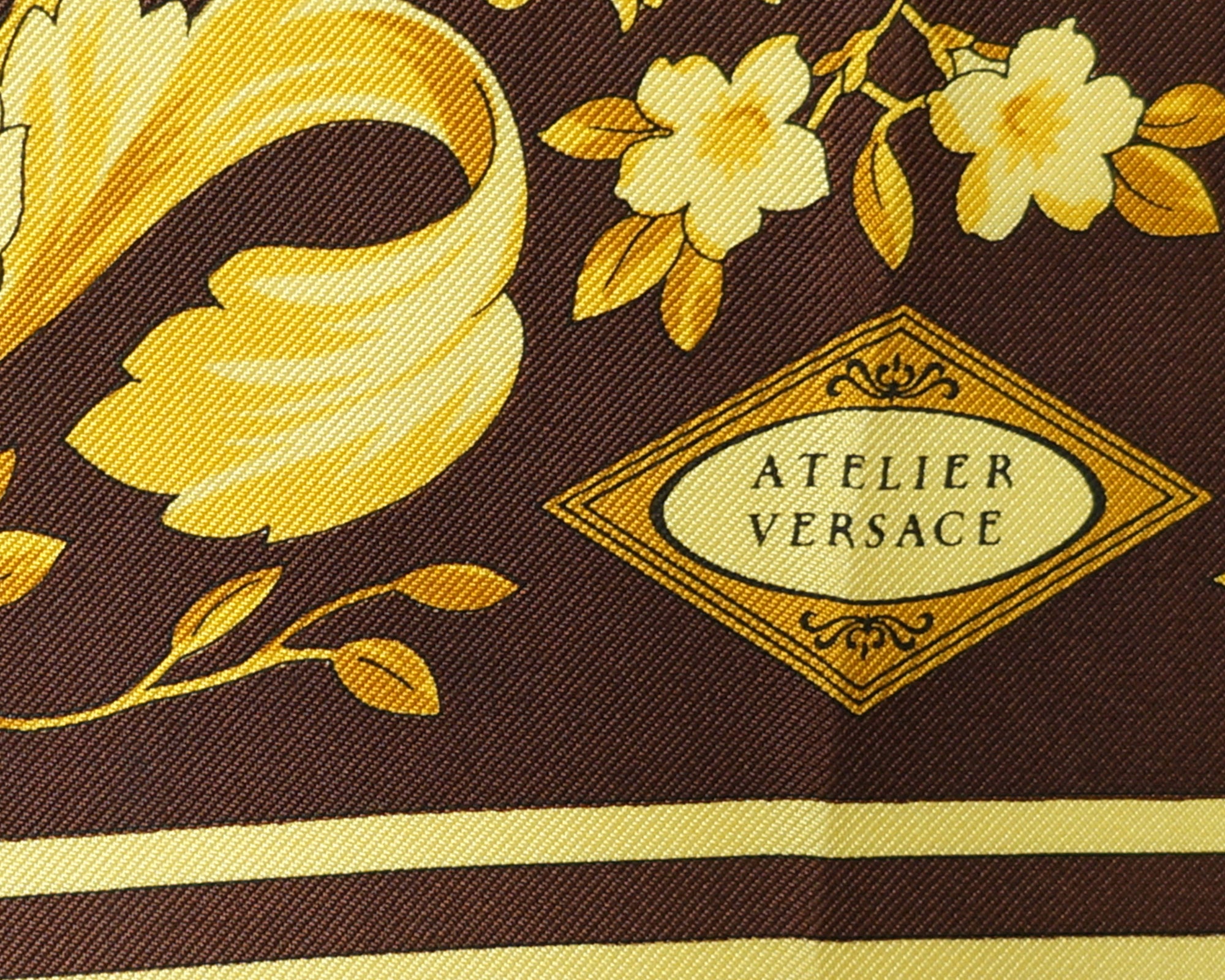 Vintage 90s Atelier Versace Scarf Baroque Silk Twill 34” - Poppy's Vintage Clothing