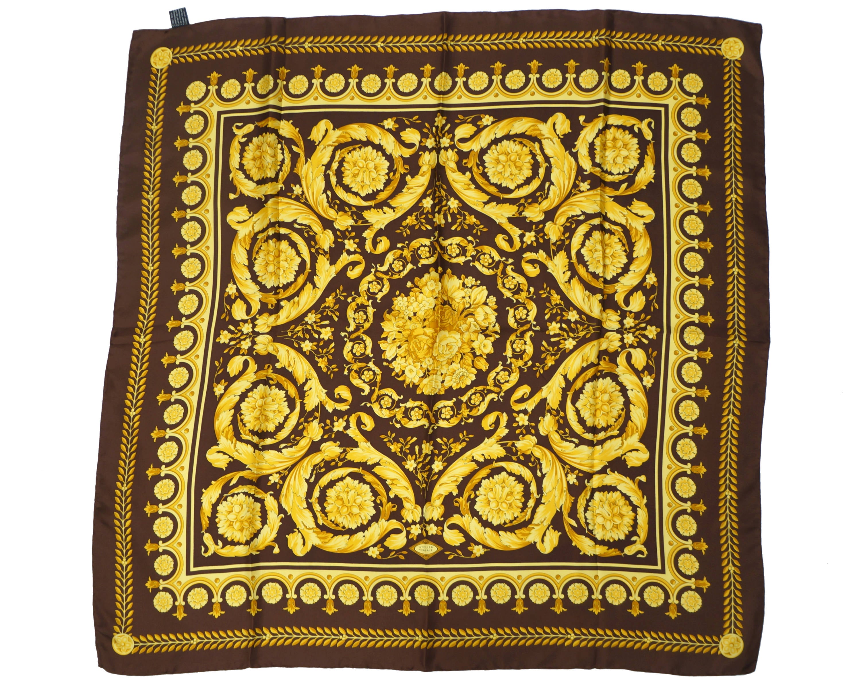 Versace Floral Silk Twill Scarf in Purple