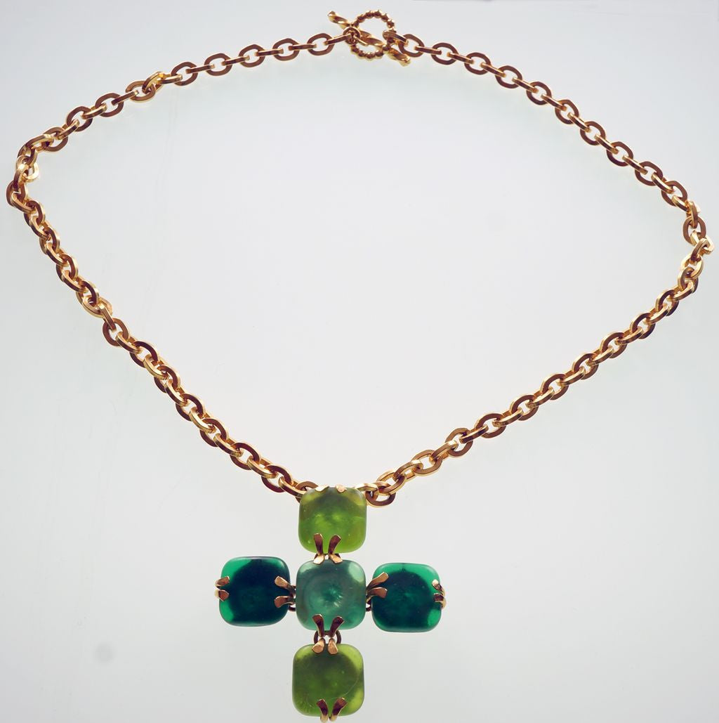 Vintage 1980s Dominique Aurientis Poured Glass Pendant Necklace - Poppy's Vintage Clothing