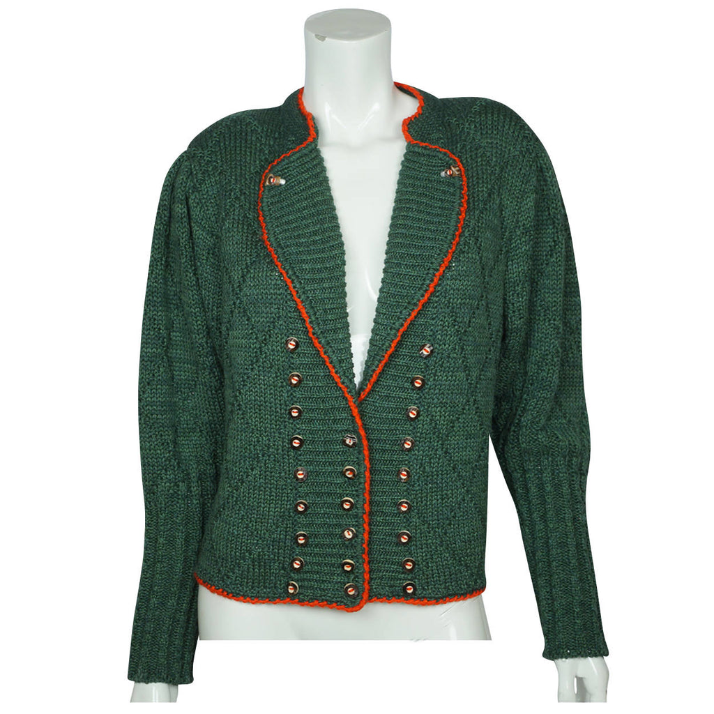 Vintage Austrian Sweater Trachten Traditional Style Hand Knit Ladies Size L - Poppy's Vintage Clothing