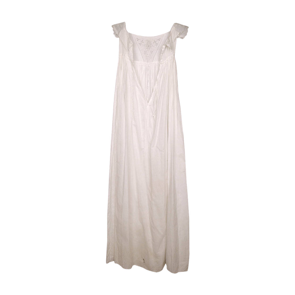 Antique 19th Ayrshire Whitework Embroidery Christening Gown Baptismal Robe As Is - Poppy's Vintage Clothing