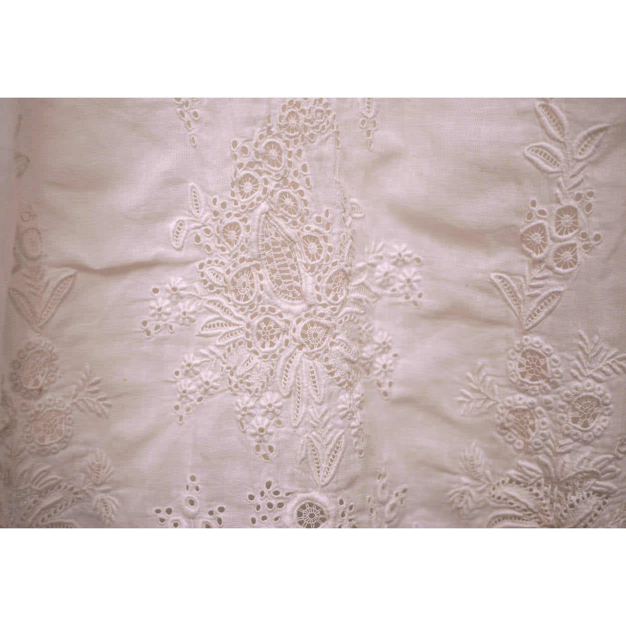 Antique 19th Ayrshire Whitework Embroidery Christening Gown Baptismal Robe As Is - Poppy's Vintage Clothing