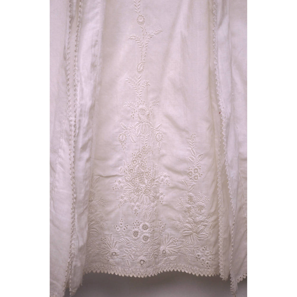 Antique 19th Ayrshire Whitework Embroidery Christening Gown Baptismal Robe As Is - Poppy's Vintage Clothing