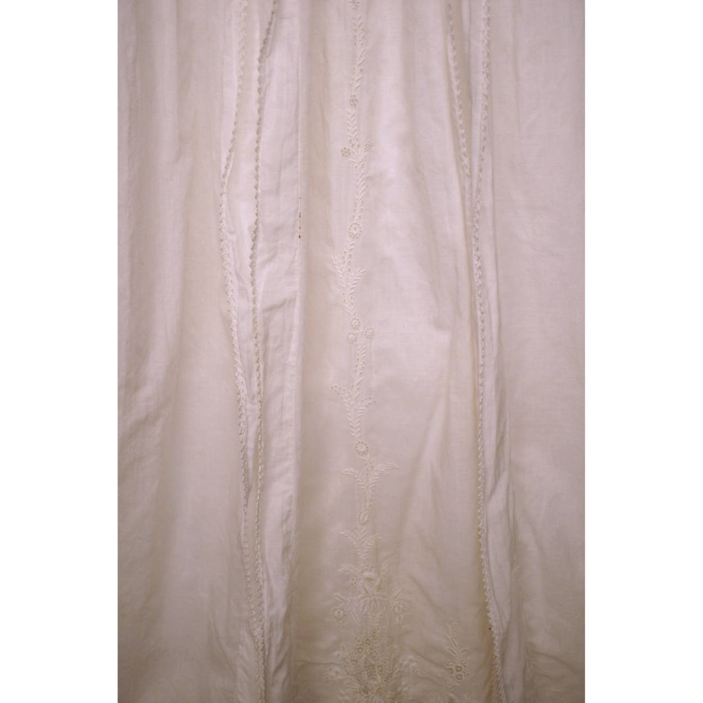 Antique 19th Ayrshire Whitework Embroidery Christening Gown Baptismal Robe As Is - Poppy's Vintage Clothing