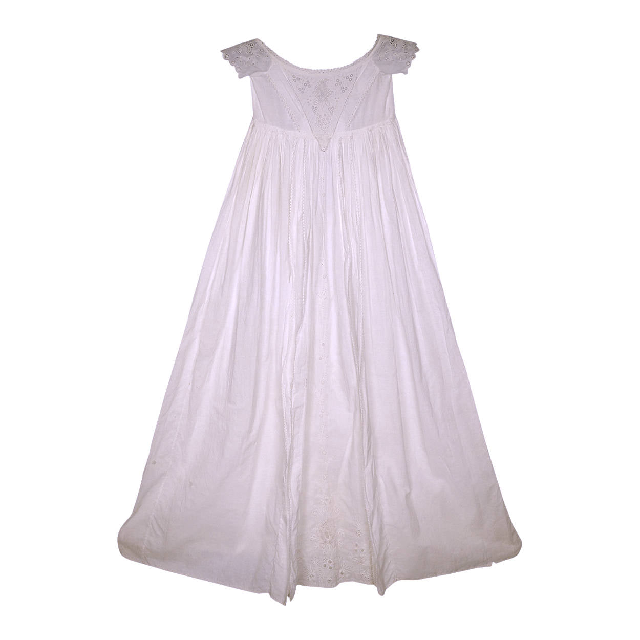 Antique 19th Ayrshire Whitework Embroidery Christening Gown Baptismal Robe As Is - Poppy's Vintage Clothing