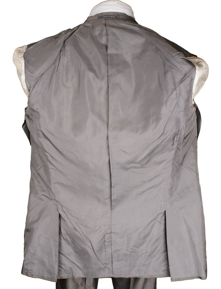 Vintage 1980s Designer Balenciaga Paris Mens Silk Suit Silver Gray - L - Poppy's Vintage Clothing