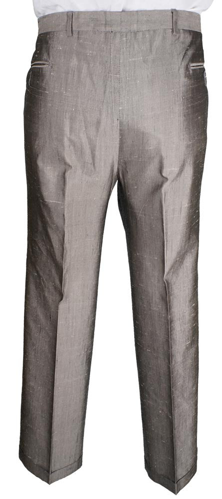 Vintage 1980s Designer Balenciaga Paris Mens Silk Suit Silver Gray - L - Poppy's Vintage Clothing