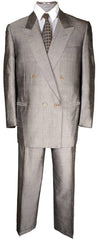 Vintage 1980s Designer Balenciaga Paris Mens Silk Suit Silver Gray - L - Poppy's Vintage Clothing