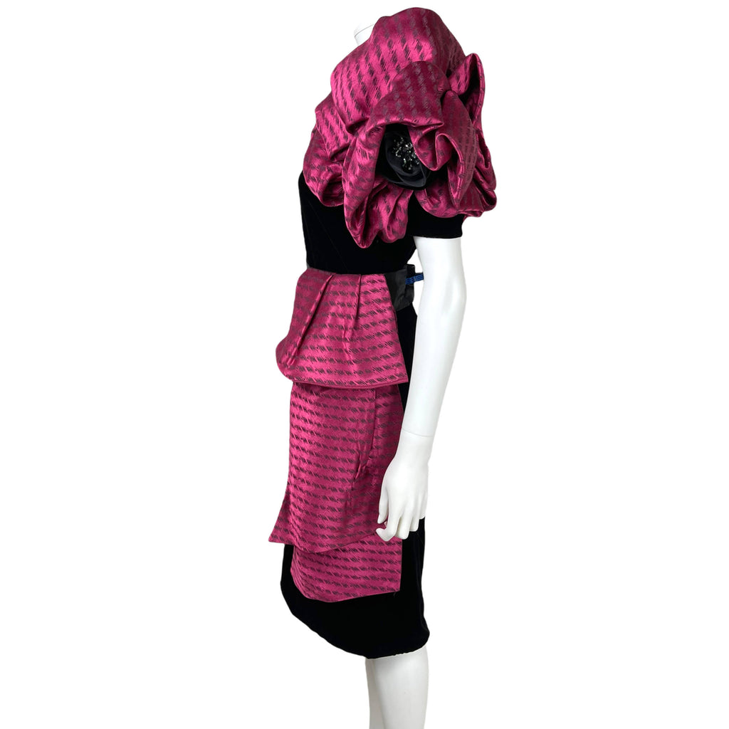 Vintage 1980s Renato Balestra Dress Black Velvet & Silk