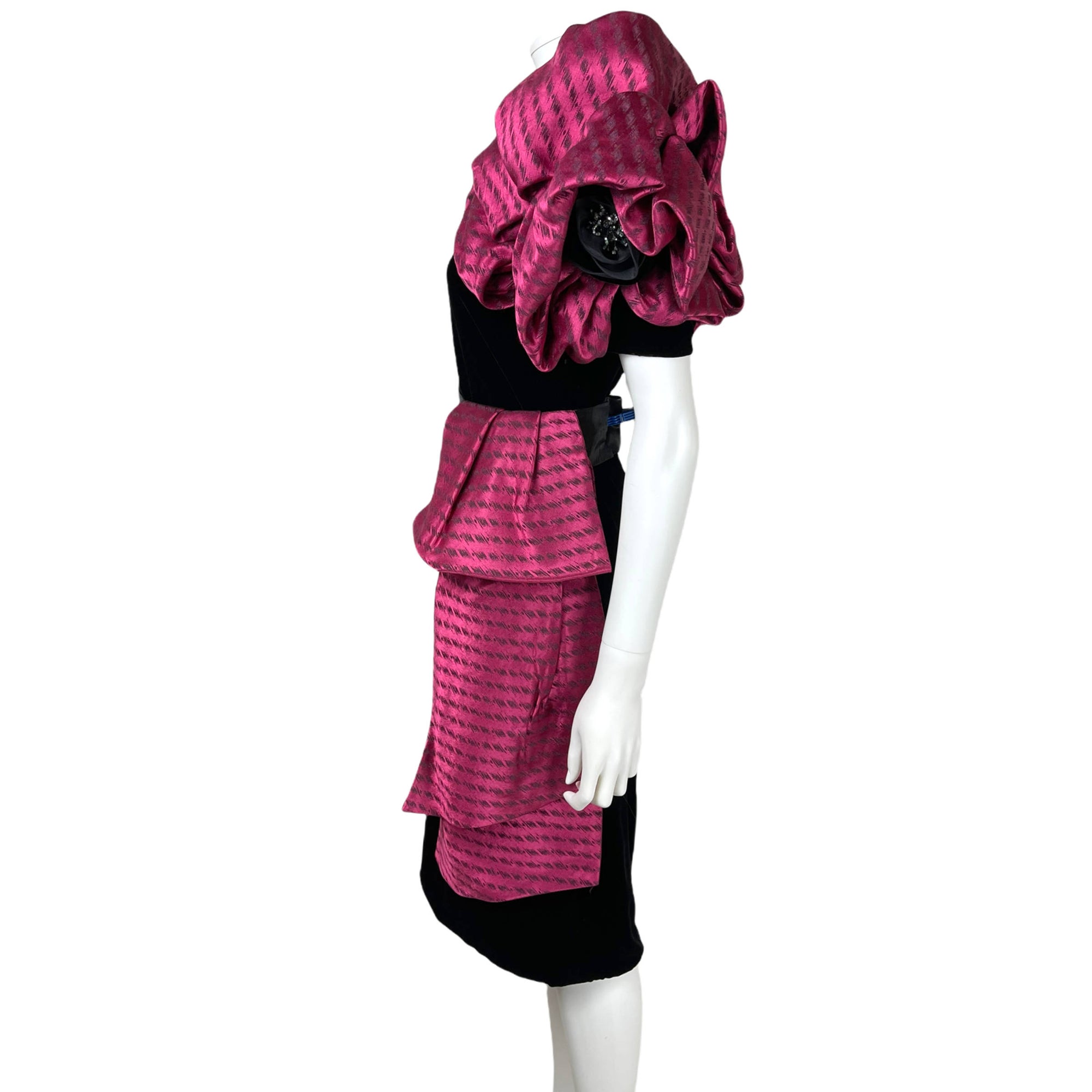 Vintage 1980s Renato Balestra Dress Black Velvet & Silk