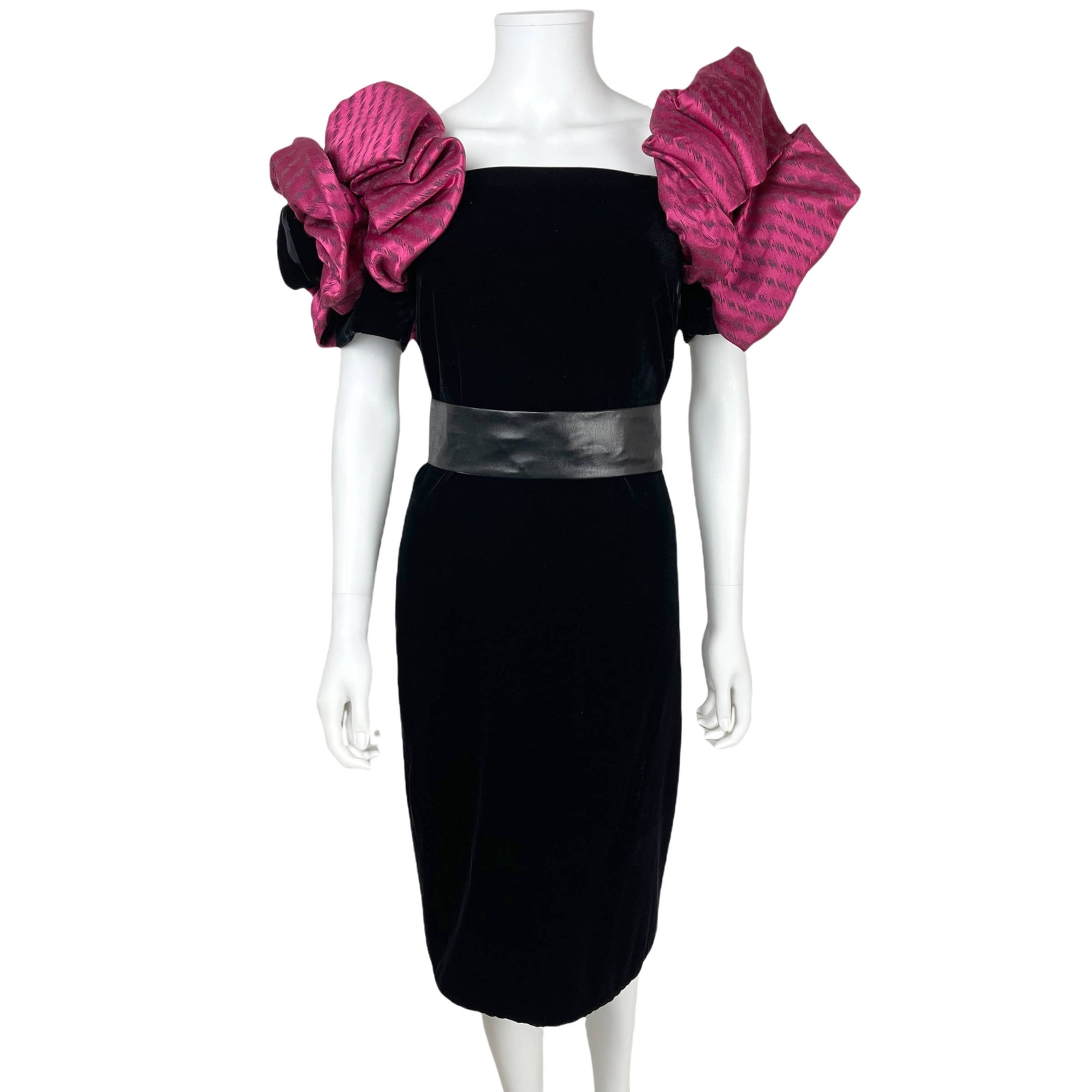 Vintage 1980s Renato Balestra Dress Black Velvet & Silk
