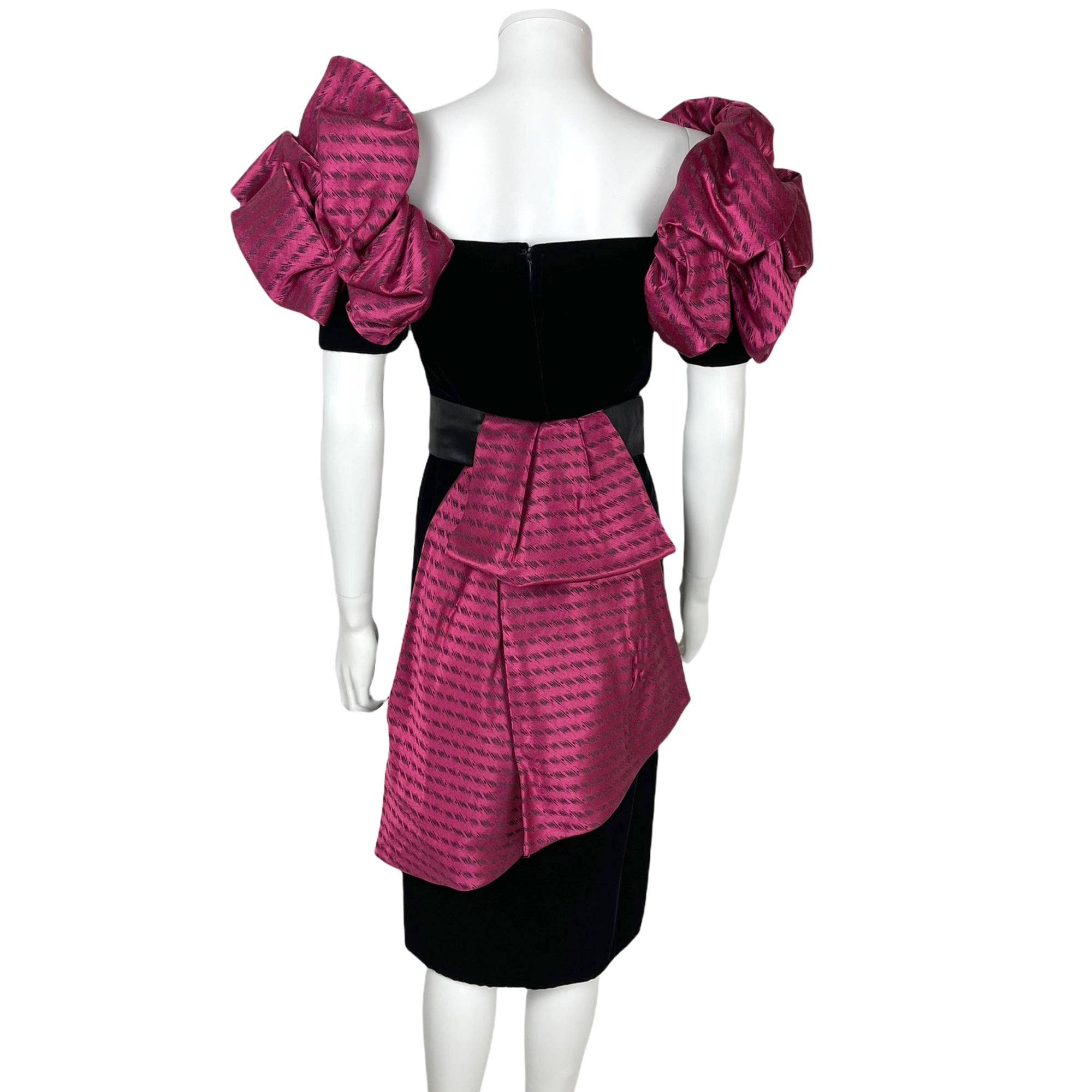 Vintage 1980s Renato Balestra Dress Black Velvet & Silk