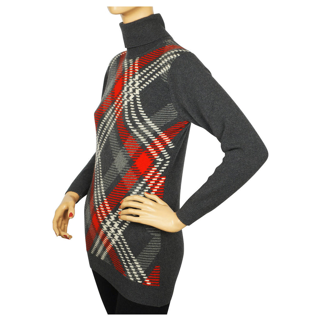 Vintage 1970s Ballantyne Scottish Cashmere Sweater Argyle Pullover Turtleneck M - Poppy's Vintage Clothing