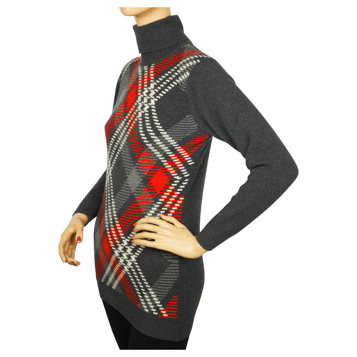 Vintage 1970s Ballantyne Scottish Cashmere Sweater Argyle Pullover Turtleneck M - Poppy's Vintage Clothing