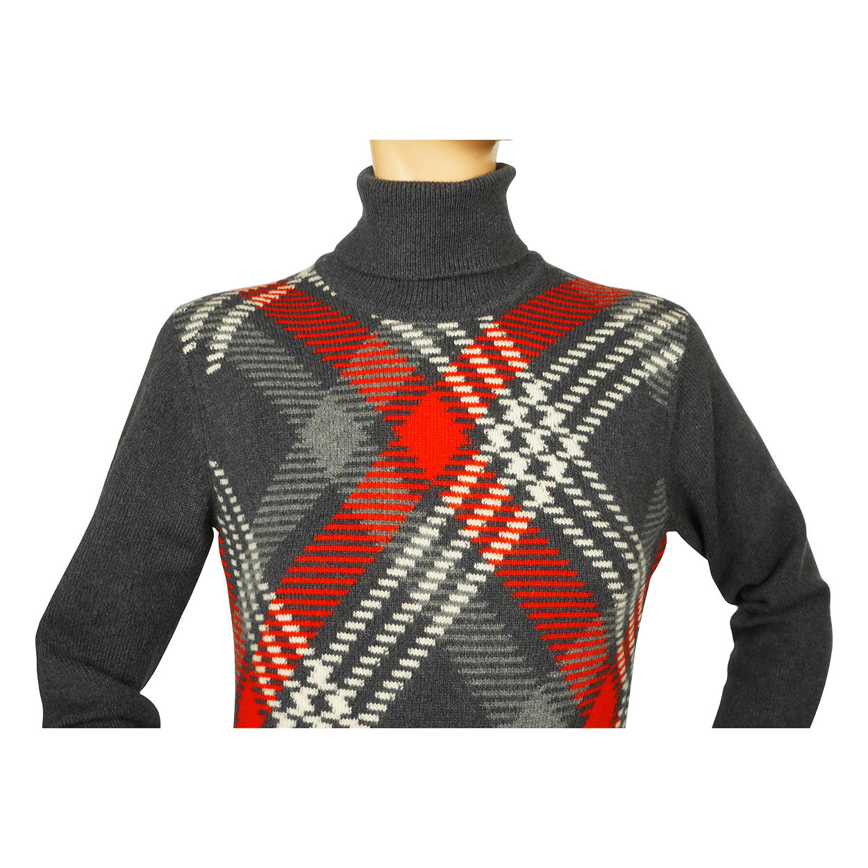 Vintage 1970s Ballantyne Scottish Cashmere Sweater Argyle Pullover Turtleneck M - Poppy's Vintage Clothing