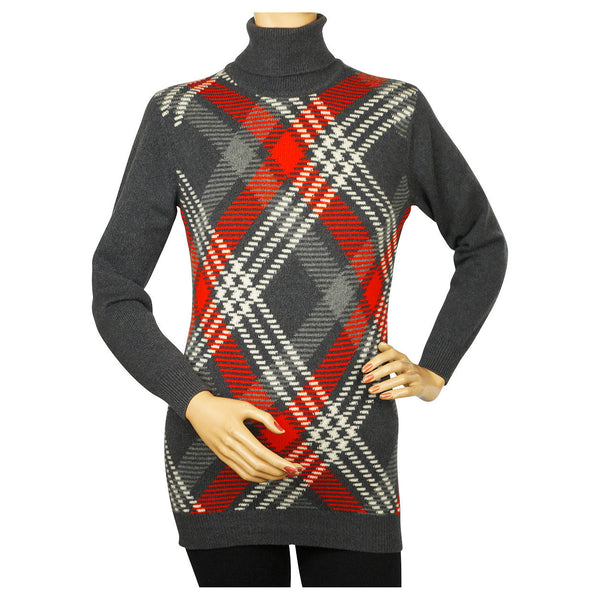 Vintage 1970s Ballantyne Scottish Cashmere Sweater Argyle Pullover Turtleneck M - Poppy's Vintage Clothing