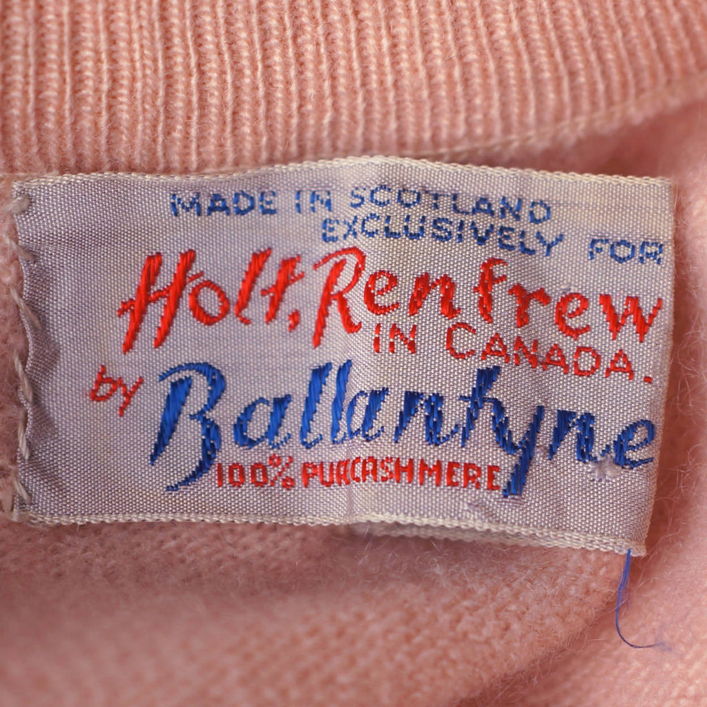 Vintage 1960s Ballantyne Scottish Cashmere Intarsia Sweater Pink Poppies Sz M 36 - Poppy's Vintage Clothing