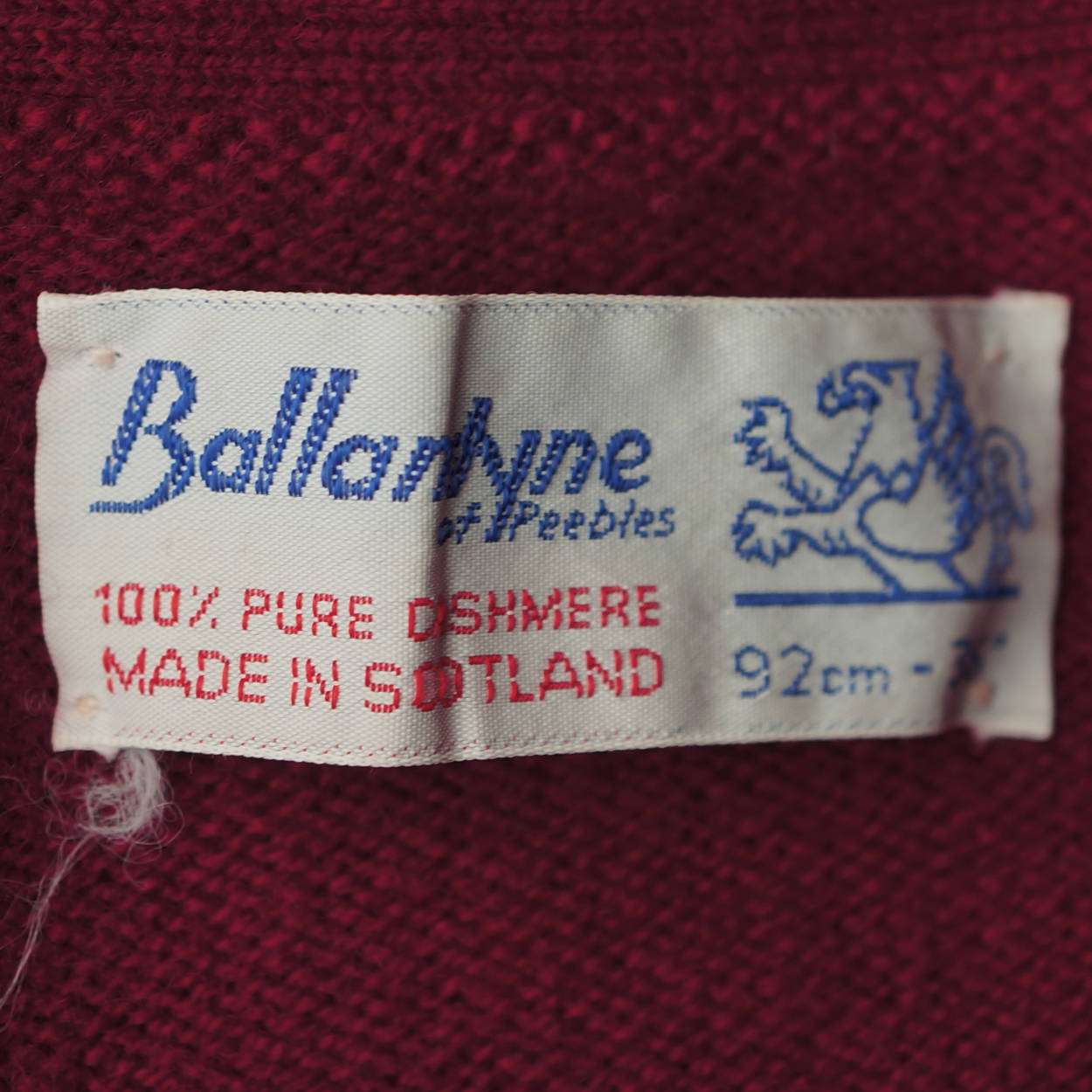 Vintage 1960s Ballantyne Scottish Cashmere Sweater Wine Red Cardigan M - Poppy's Vintage Clothing