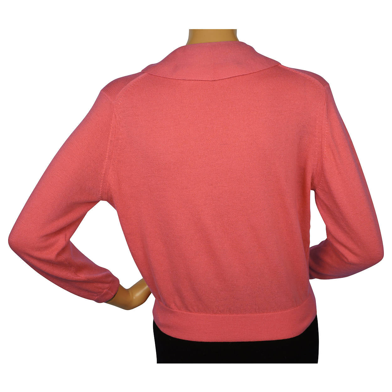 Vintage 1960s Ballantyne Scottish Cashmere Sweater Salmon Pink Cardigan Size M - Poppy's Vintage Clothing