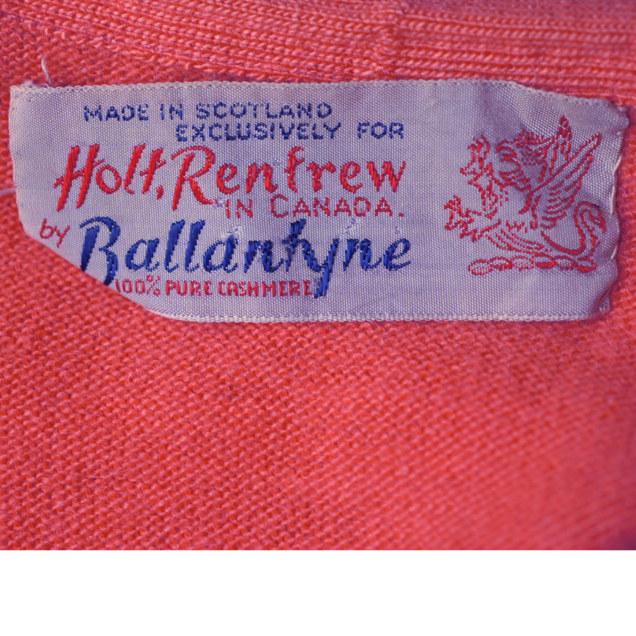 Vintage 1960s Ballantyne Scottish Cashmere Sweater Salmon Pink Cardigan Size M - Poppy's Vintage Clothing