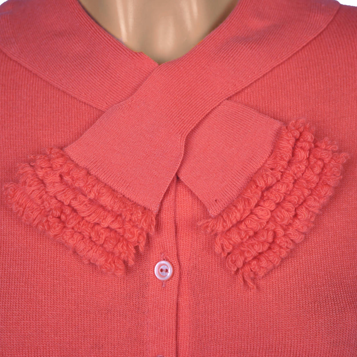 Vintage 1960s Ballantyne Scottish Cashmere Sweater Salmon Pink Cardigan Size M - Poppy's Vintage Clothing