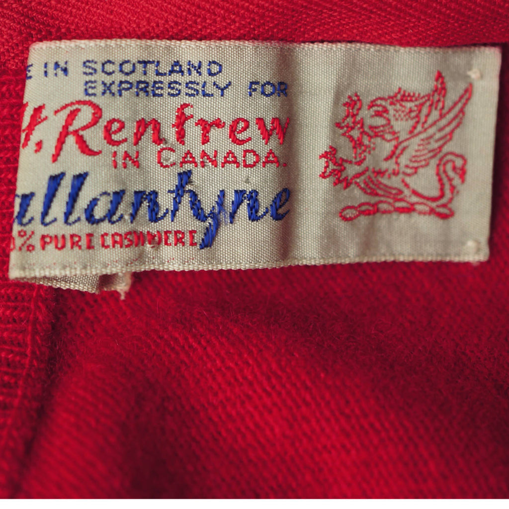 Vintage 1960s Ballantyne Scottish Cashmere Shell Sweater Pullover Cherry Red M - Poppy's Vintage Clothing