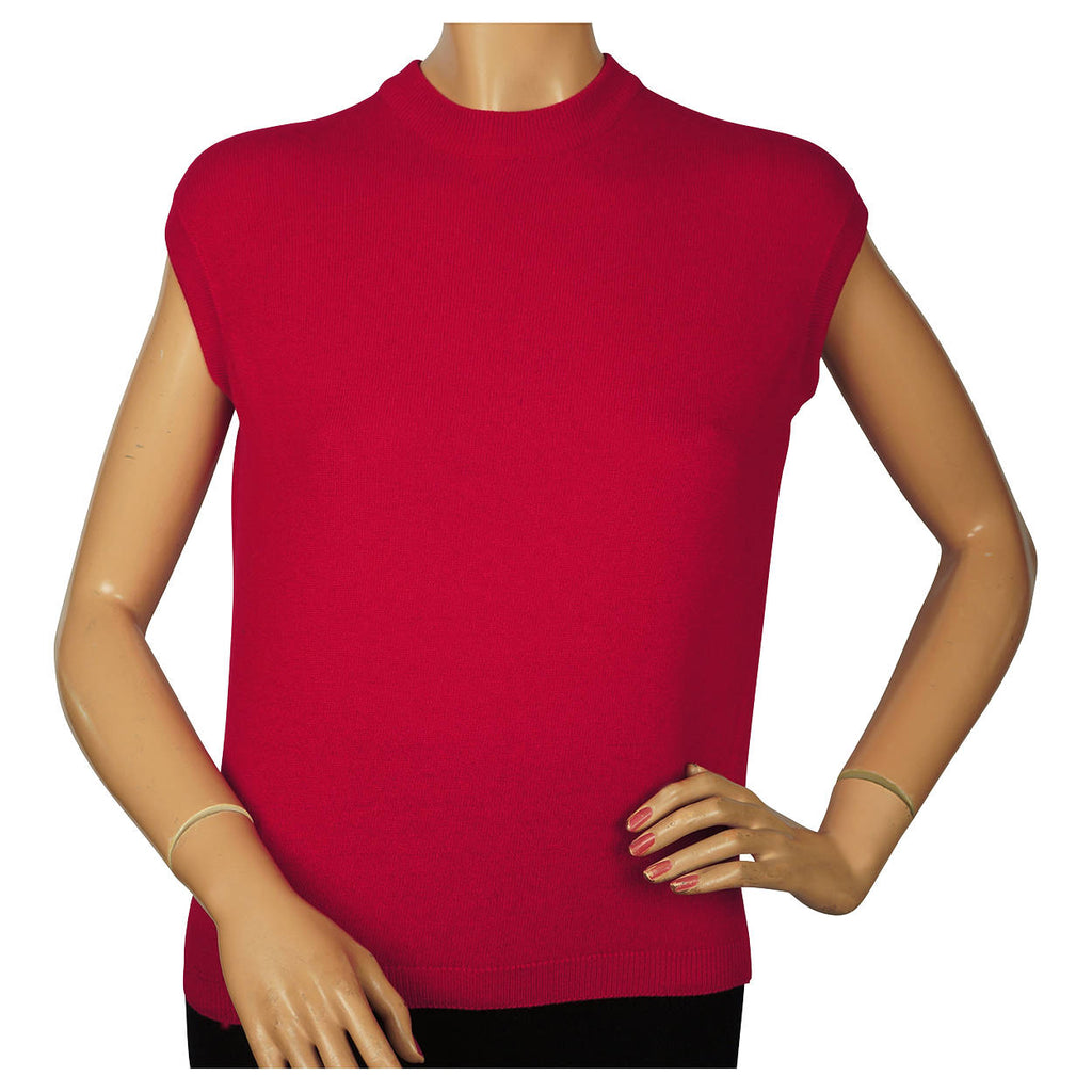 Vintage 1960s Ballantyne Scottish Cashmere Shell Sweater Pullover Cherry Red M - Poppy's Vintage Clothing