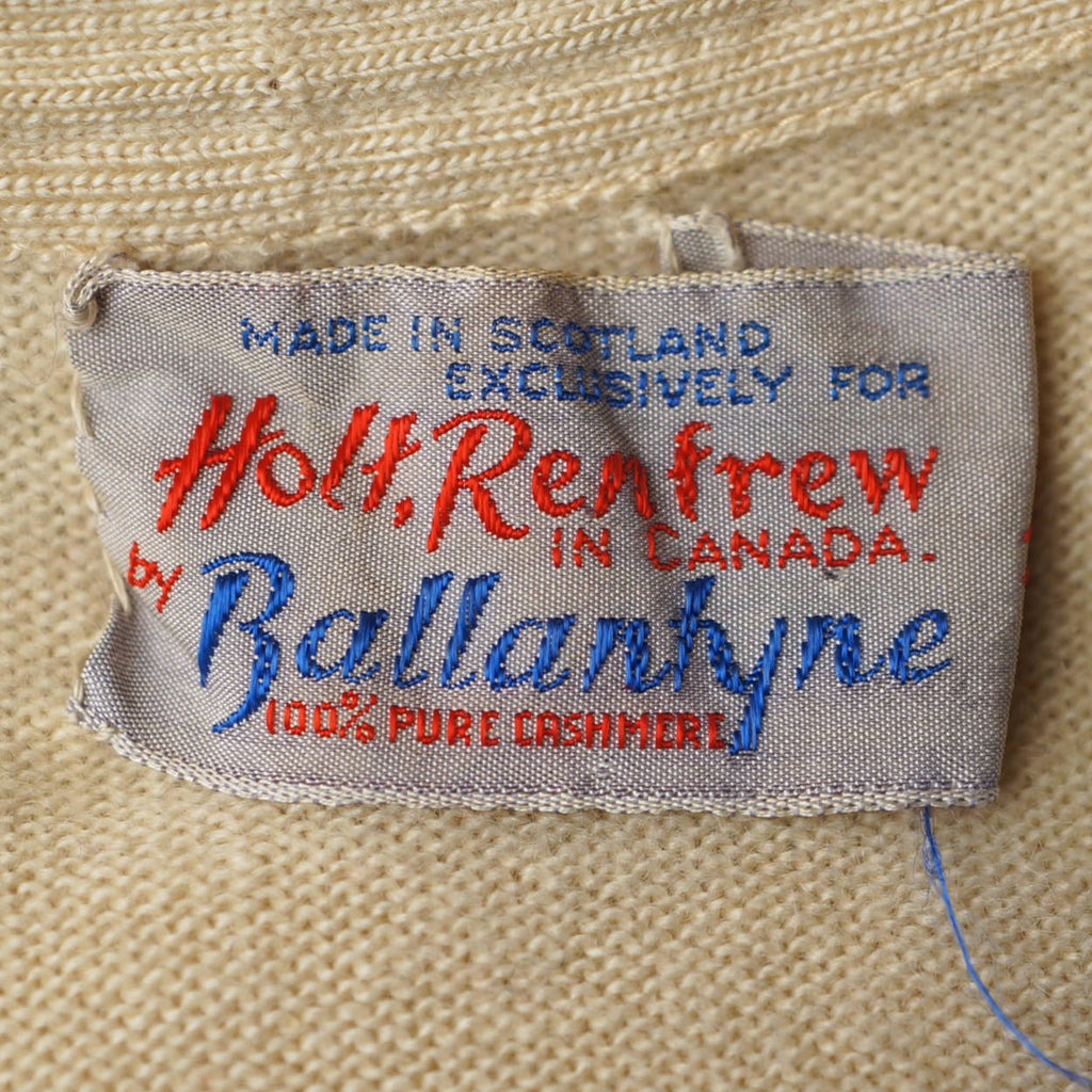 Vintage 1960s Ballantyne Scottish Cashmere Intarsia Sweater Beige Size M 36 - Poppy's Vintage Clothing