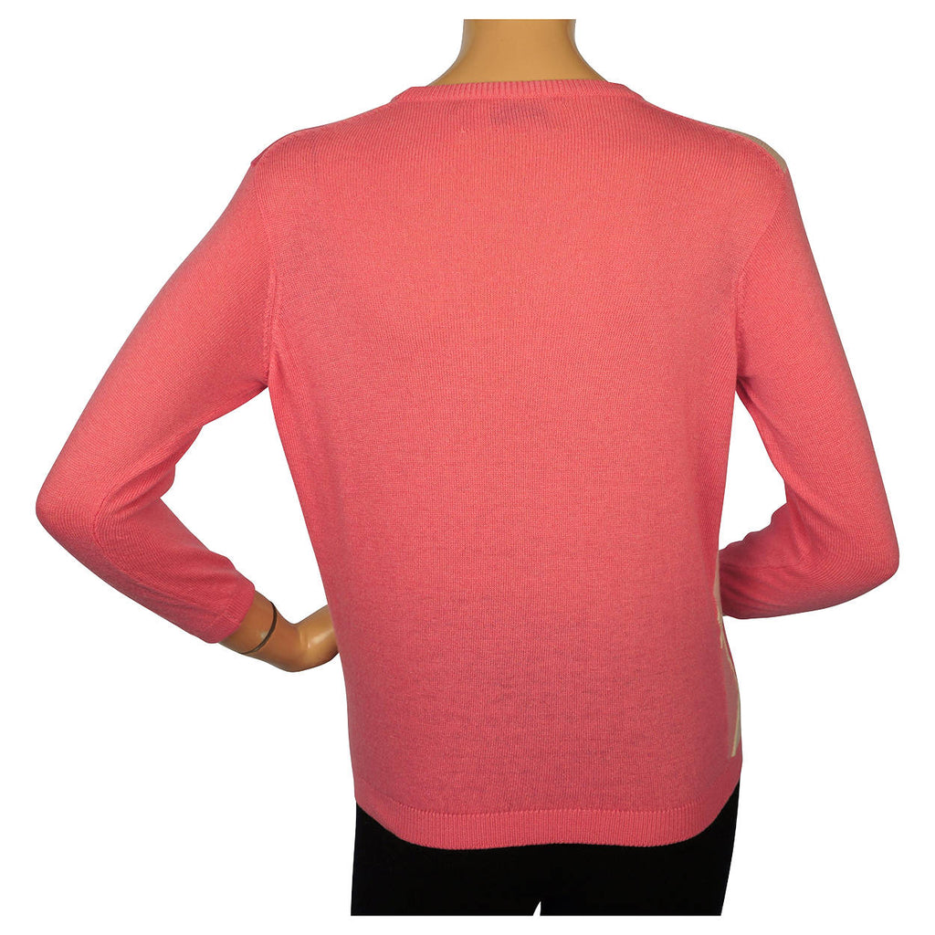 Vintage 1960s Ballantyne Pink Argyle Scottish Cashmere Sweater Pullover Ladies M - Poppy's Vintage Clothing