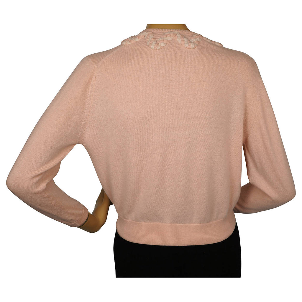 Vintage 1960s Ballantyne Scottish Cashmere Sweater Pink Cardigan Ladies M - Poppy's Vintage Clothing