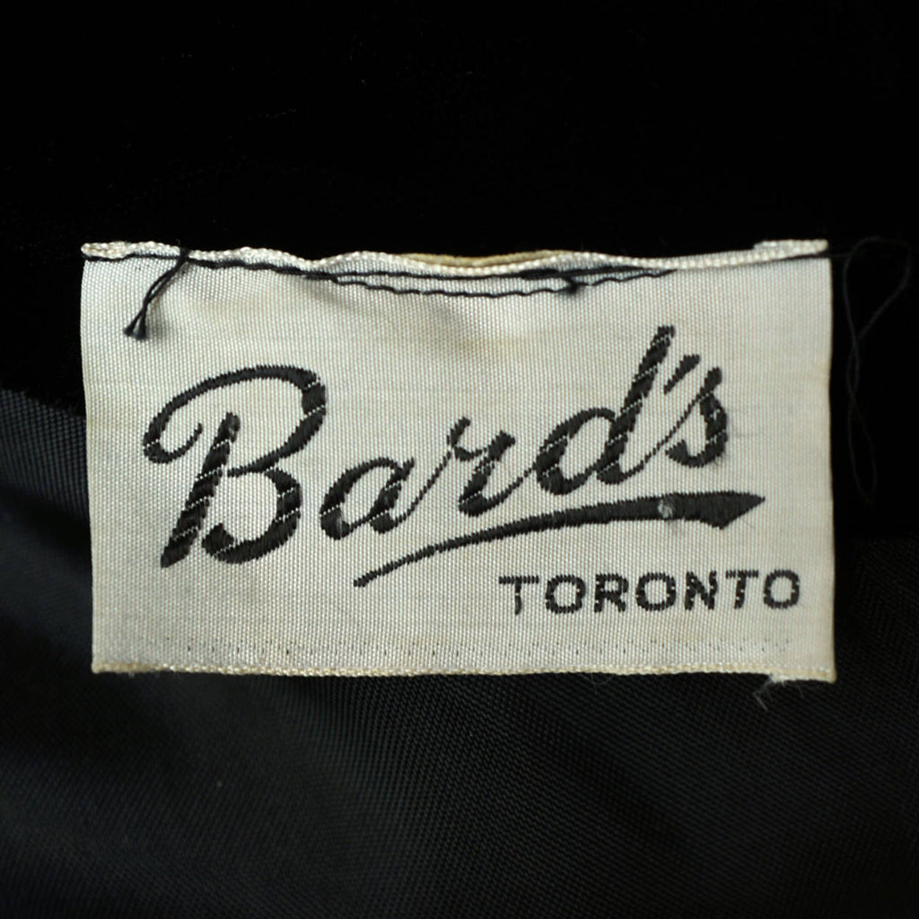 Vintage 1960s Black Velvet Evening Dress Gown Bards Toronto Claire Haddad Size L - Poppy's Vintage Clothing